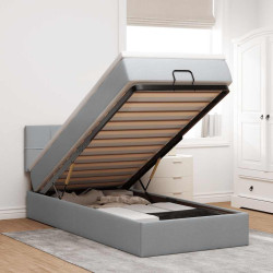 Cama otomana com colchão 100x200 cm tecido cinzento claro