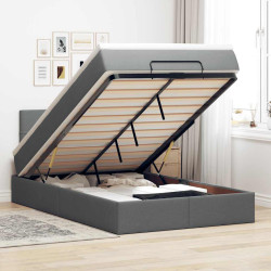 Cama otomana com colchão&leds 120x200 cm tecido cinzento escuro