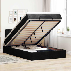 Cama otomana com colchão 120x200 cm tecido preto