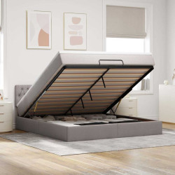 Cama otomana com colchão & leds 180x200cm cinza-acastanhado