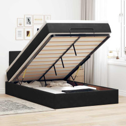 Cama otomana com colchão & leds 120x190cm veludo preto