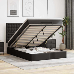 Estrutura de cama otomana com colchão 140x200 cm preta