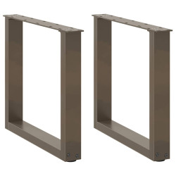 Pés para mesa de centro em formato de u, 2 peças, aço natural, 50x(42-43) cm, aço