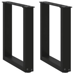 Pés para mesa de centro em formato de u, 2 peças, preto, 38x(42-43) cm, aço