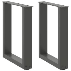 Pés para mesa de centro em formato de u, 2 peças, antracite, 28x(42-43) cm, aço