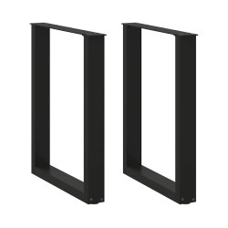 Pés de mesa de jantar em forma de u, 2 peças, preto, 70 x (72-73) cm, aço
