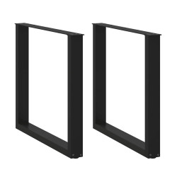 Pés de mesa de jantar em forma de u, 2 peças, preto, 90x (72-73) cm, aço
