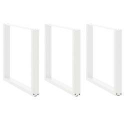 Pés para mesa de jantar em formato de u, 3 peças, branco, 90x (72-73) cm, aço