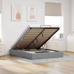 Estrutura de cama otomana sem colchão 140x190 cm cinzento claro