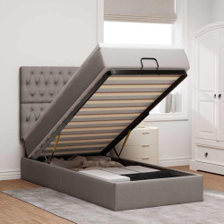 Estrutura de cama otomana com colchão tecido cinzento 80x200cm
