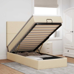 Cama otomana com colchão 90x200 cm tecido creme