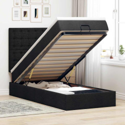 Estrutura de cama otomana com colchão preto 80x200cm tecido