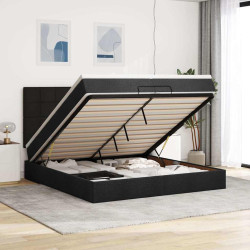 63 / 5,000Vidaxl estrutura de cama otomana com colchões tecido preto