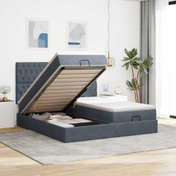 Estrutura cama otomana colchões 160x200 cm cinzento escuro