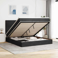 Estrutura de cama otomana com colchões 180x200cm veludo preto