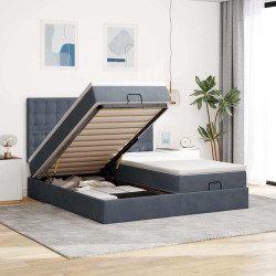 Estrutura cama otomana colchões 160x200 cm cinzento escuro