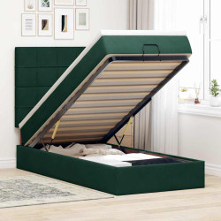 Estrutura de cama otomana colchões 90x200cm veludo verde escuro