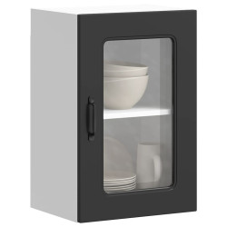 Armário de parede de cozinha porta vidro kalmar preto