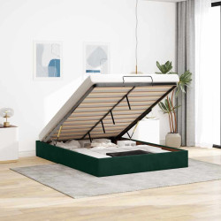 Estrutura de cama otomana sem colchão 140x200 cm verde escuro