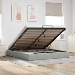 Estrutura de cama otomana sem colchão 200x200 cm cinzento claro