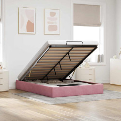 Estrutura de cama otomana sem colchão 140x200 cm veludo rosa