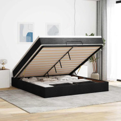 Estrutura de cama otomana com colchão 160x200 cm tecido preto