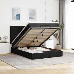 Estrutura de cama otomana com colchão 140x190 cm tecido preto
