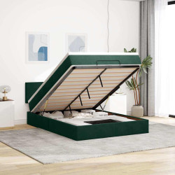 Estrutura de cama otomana com colchão 140x190cm verde escuro