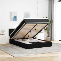 Estrutura de cama otomana com colchão 140x190 cm veludo preto