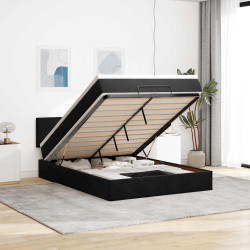 Estrutura de cama otomana com colchão 140x200 cm veludo preto
