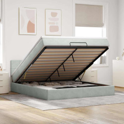 Estrutura de cama otomana com colchão 180x200 cm cinzento claro