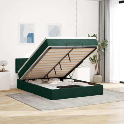 Estrutura de cama otomana com colchão 140x200 cm verde escuro