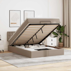 Cama otomana com colchões & leds 140x190 cm couro artificial