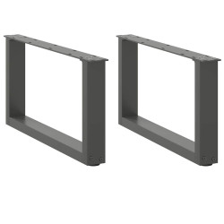 Pés para mesa de centro em forma de u, 2 peças, antracite, 70x(30-31) cm, aço