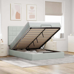Estrutura de cama otomana com colchões 140x190cm cinzento claro