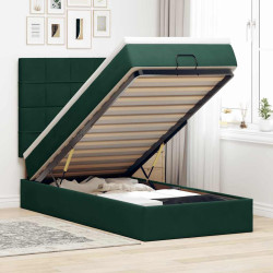 Estrutura cama otomana colchões 80x200cm veludo verde escuro