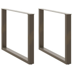 Pés para mesa de jantar em formato de u, 2 peças, aço natural, 100x(72-73) cm, aço
