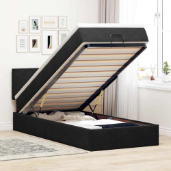 Cama otomana com colchão & leds 80x200cm veludo preto