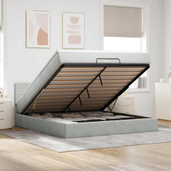 Estrutura de cama otomana com colchão 180x200 cm cinzento claro