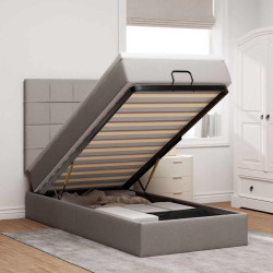 Estrutura de cama otomana com colchão tecido cinzento 80x200cm