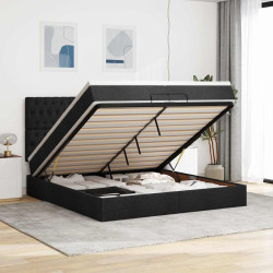 63 / 5,000Vidaxl estrutura de cama otomana com colchões tecido preto