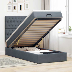 Estrutura cama otomana colchões 80x200cm veludo cinzento escuro