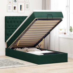 Estrutura cama otomana colchões 80x200cm veludo verde escuro