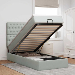 Estrutura cama otomana colchões 90x190 cm veludo cinzento claro
