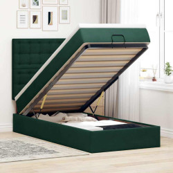 Estrutura de cama otomana com colchões verde escuro veludo