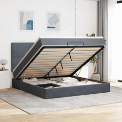 Estrutura cama otomana colchões 180x200 cm cinzento escuro
