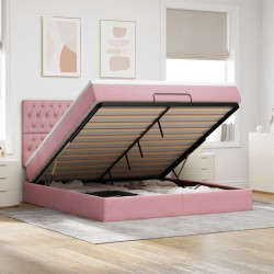 Estrutura de cama otomana com colchões 180x200 cm veludo rosa