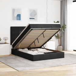 Estrutura de cama otomana com colchões 140x190 cm veludo preto