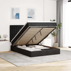 Estrutura de cama otomana com colchões 140x200 cm veludo preto