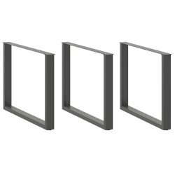 Pés para mesa de jantar em formato de u, 3 peças, antracite, 100x(72-73) cm, aço